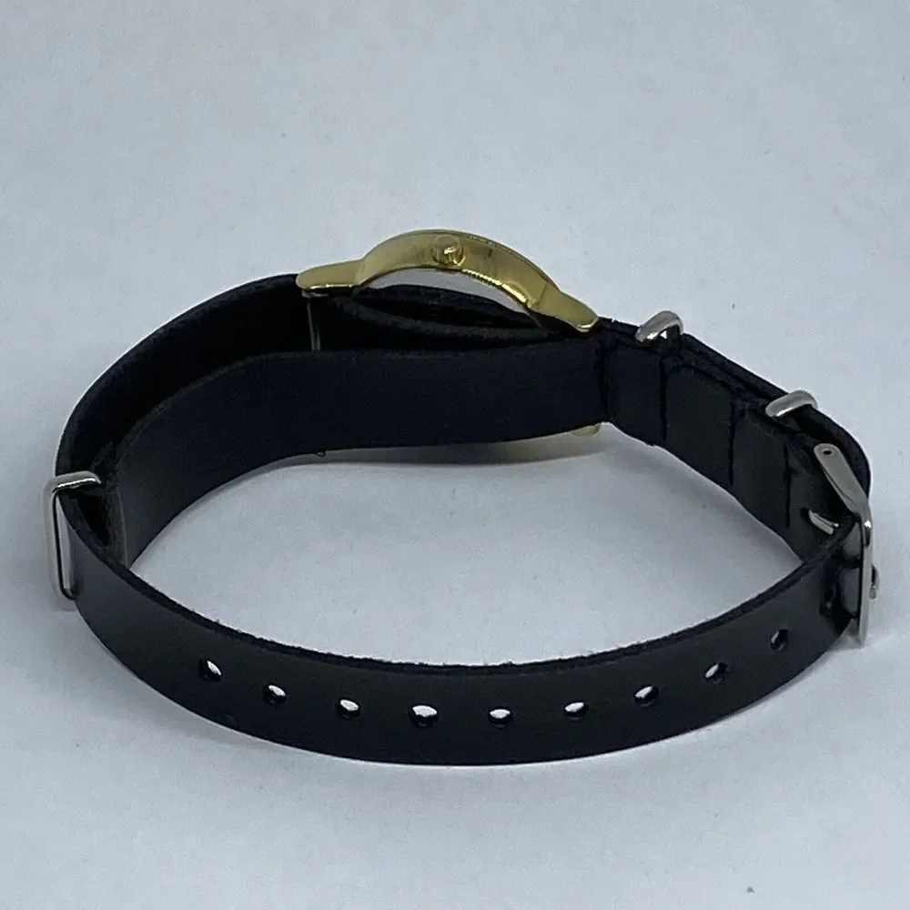 Kate Spade New York 0794 Women Black Leather Analog Gold Dial Quartz Watch XX563